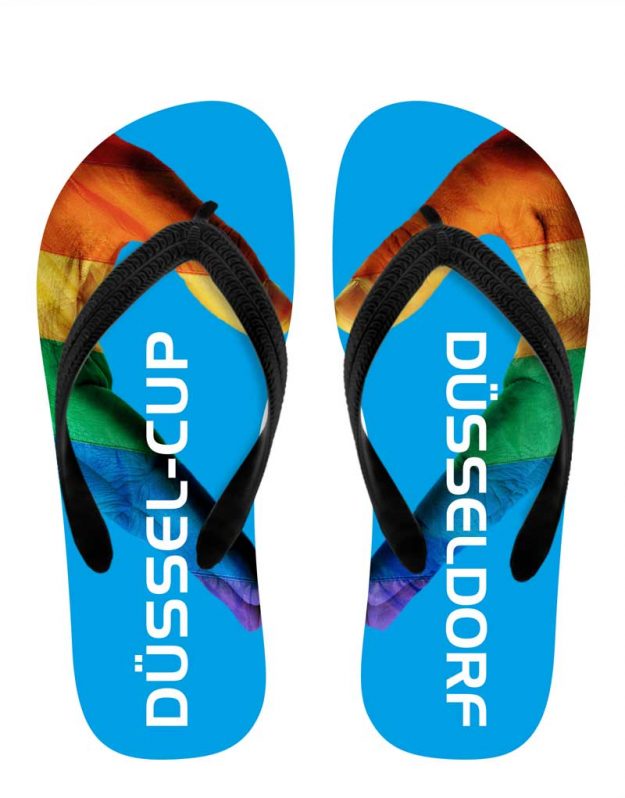 Individuell gestaltete Flipflops für den DÜSSEL-CUP