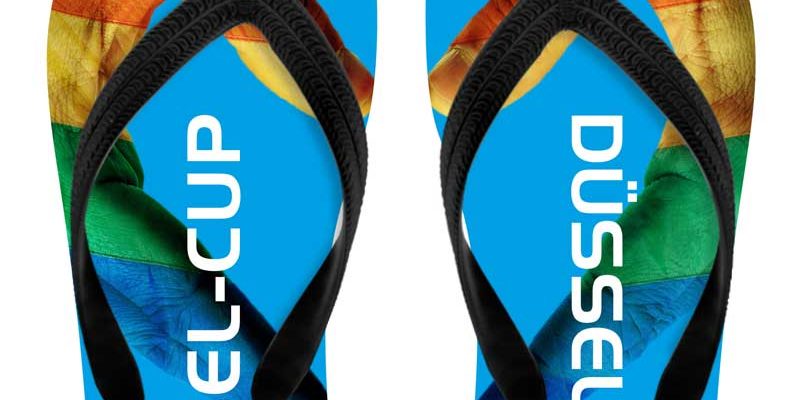 Individuell gestaltete Flipflops für den DÜSSEL-CUP