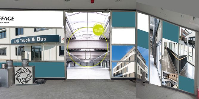 Gestaltete Büro Glaswände