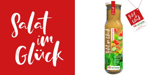 Salat im Glück, Logo, Flaschenetikett, Anhänger