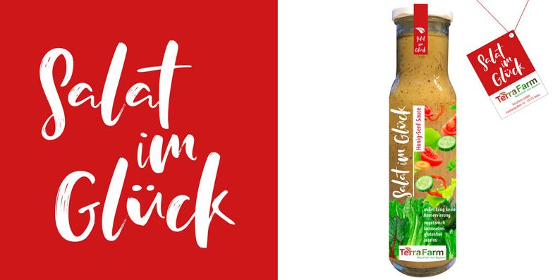 Salat im Glück, Logo, Flaschenetikett, Anhänger